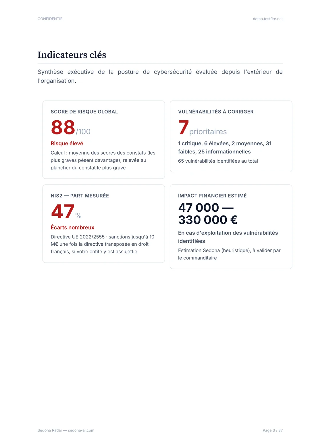 Page 3 sur 37 du rapport Stratégique : La même mesure, pour une direction générale